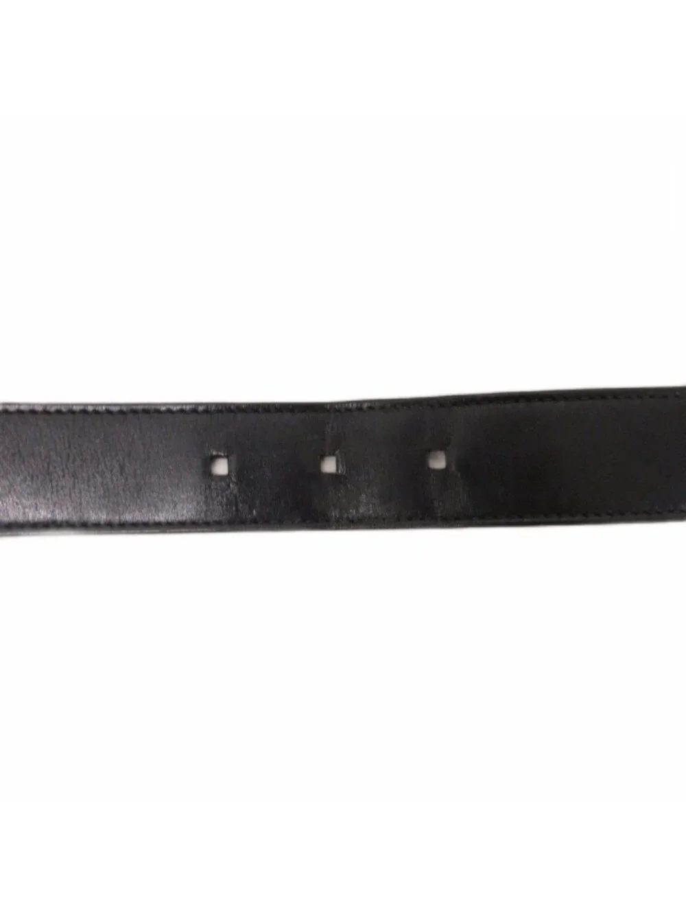 Gucci Square Buckle Leather Belt Logo Stamp Black Gold Tone